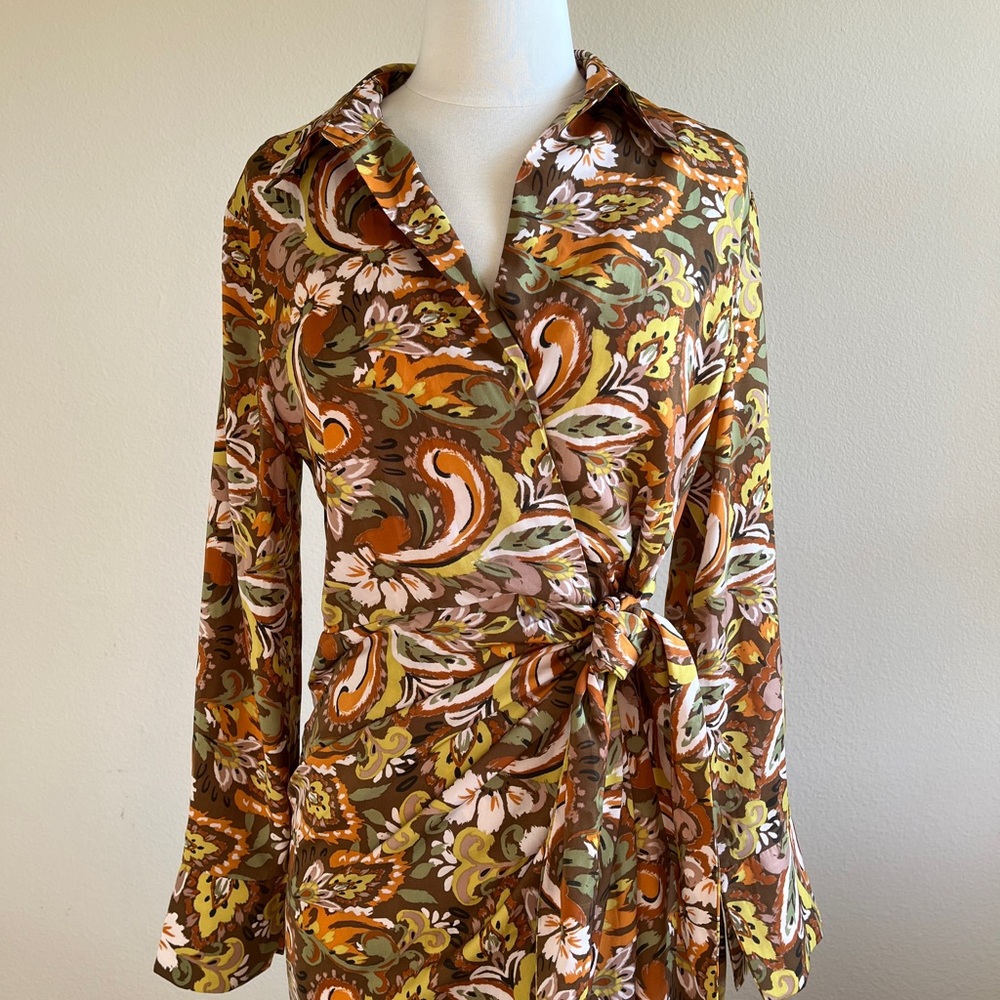 DREW Multicolor Paisley Long Sleeve Dress
